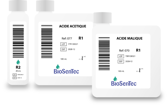 Chemical reagents for Oenology (enzymatic and colorimetric)