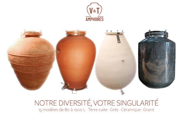 A large selection of amphoras for winemaking and ageing 